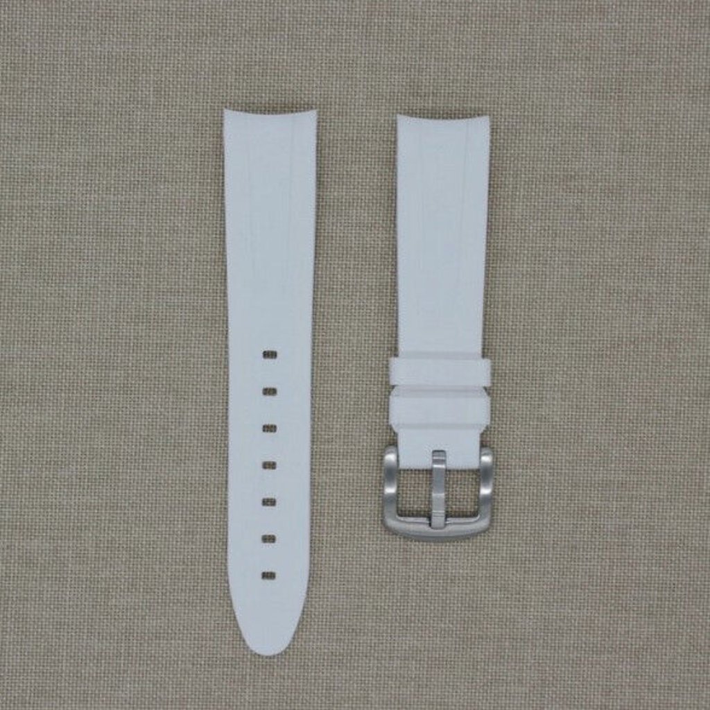 Tempomat 21mm White Rubber Strap Fits Rolex Submariner 41mm Explorer Ii